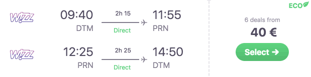Skyscanner DTM PRN Wizzair