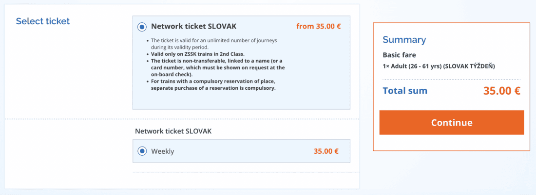 Slovakia Rail Pass