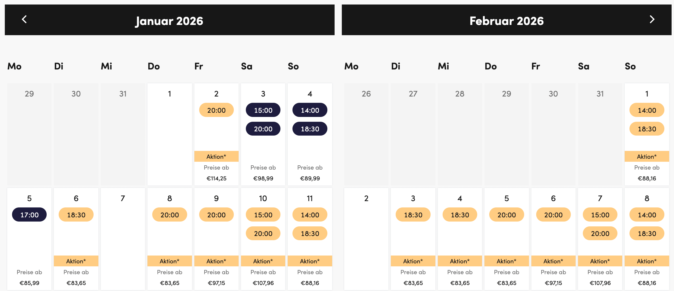 Stage Entertainment Preiskalender