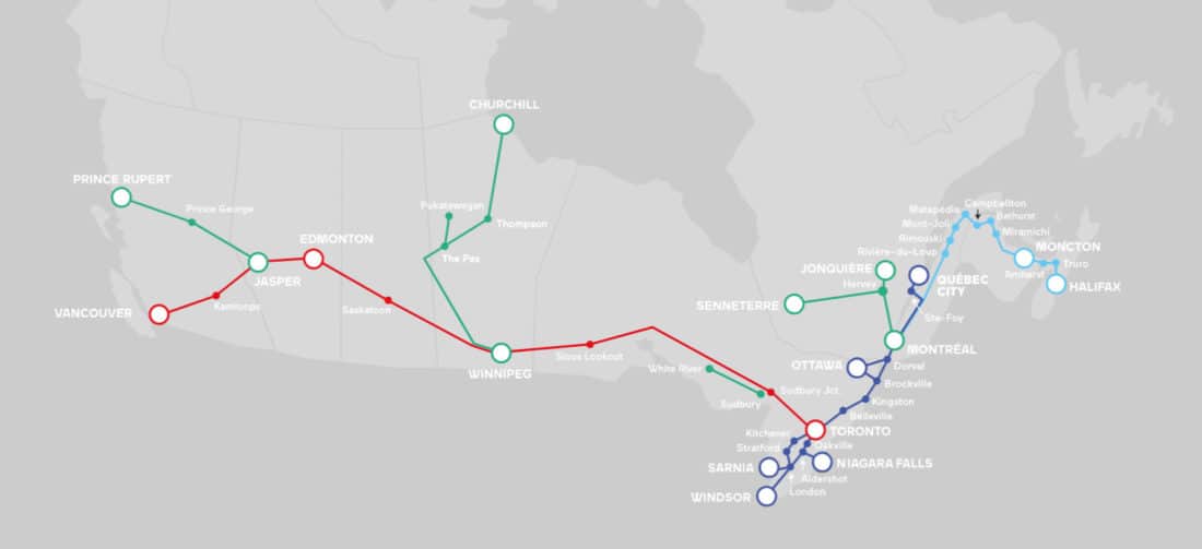 Streckennetz Via Rail Kanada