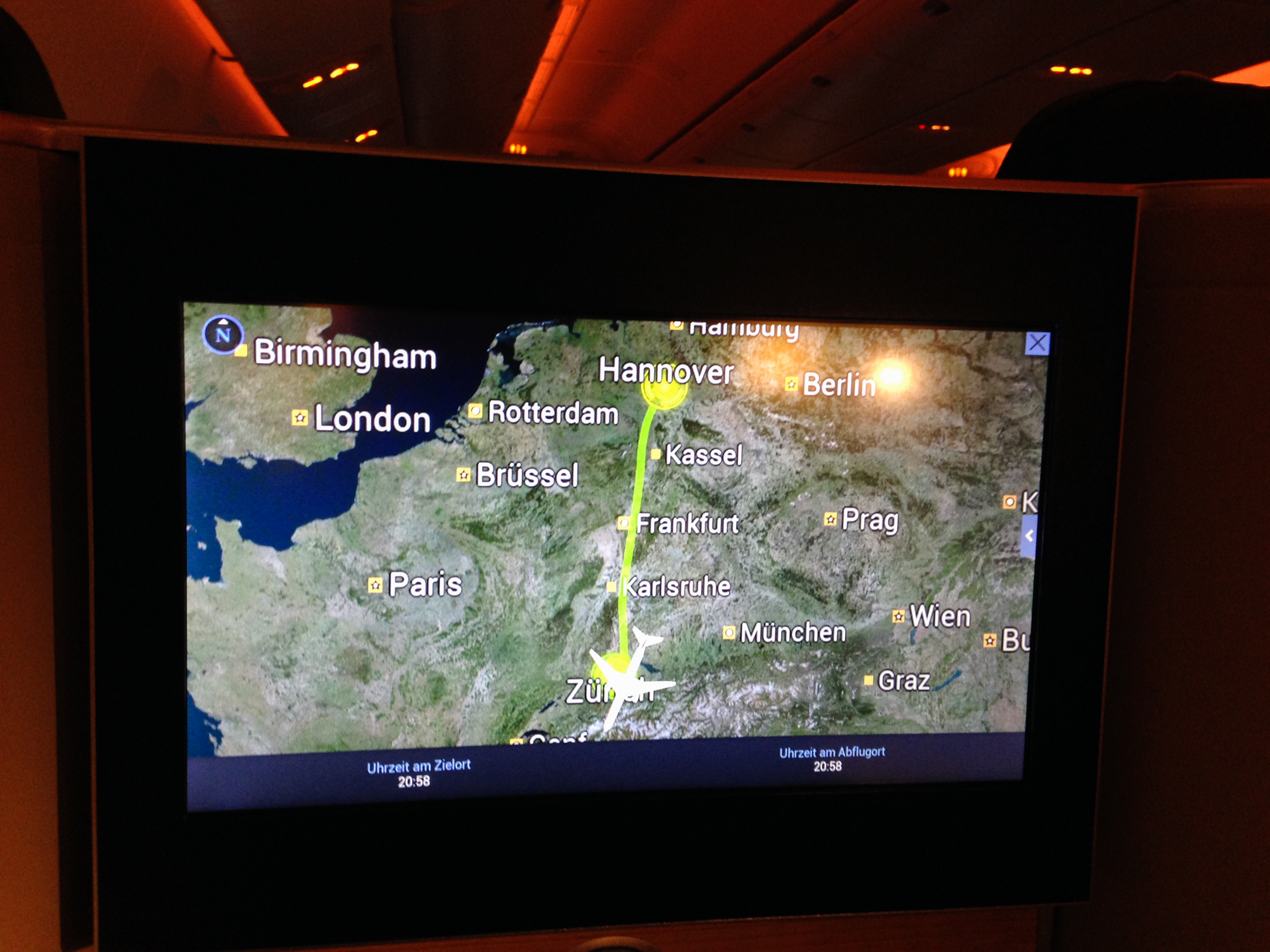 Swiss Boeing 777 Business Class Moving Map