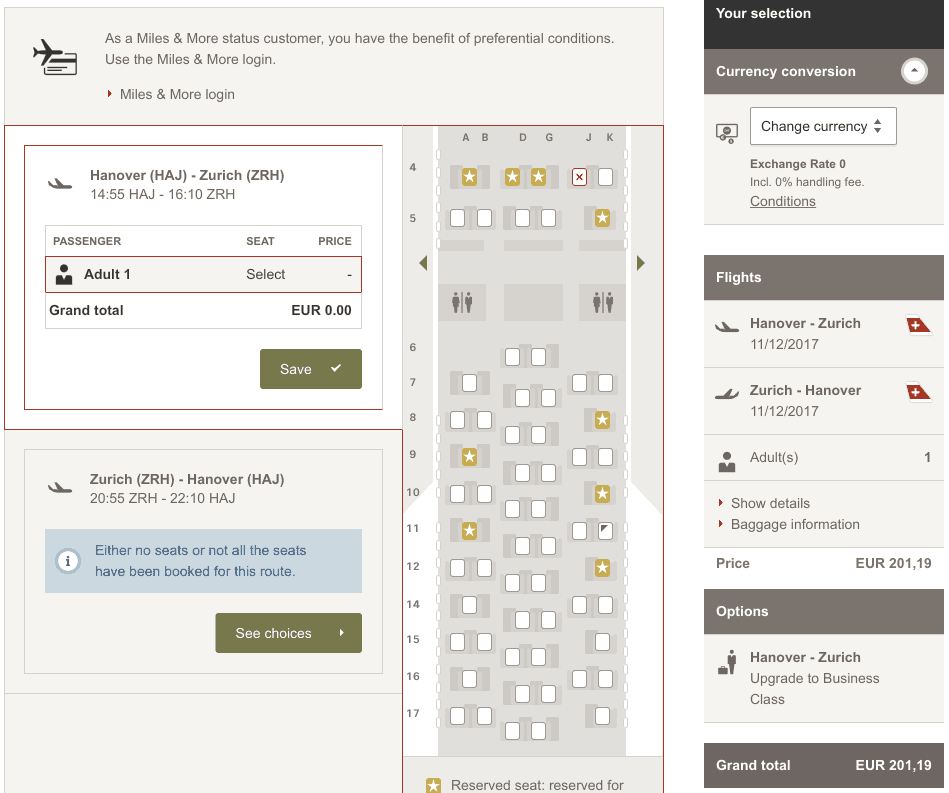 Swiss Booking HAJ-ZRH-HAJ