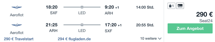 Travel Dealz SXF ARH Aeroflot