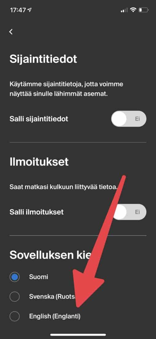 VR Matkalla App Sprache aendern Schritt 3