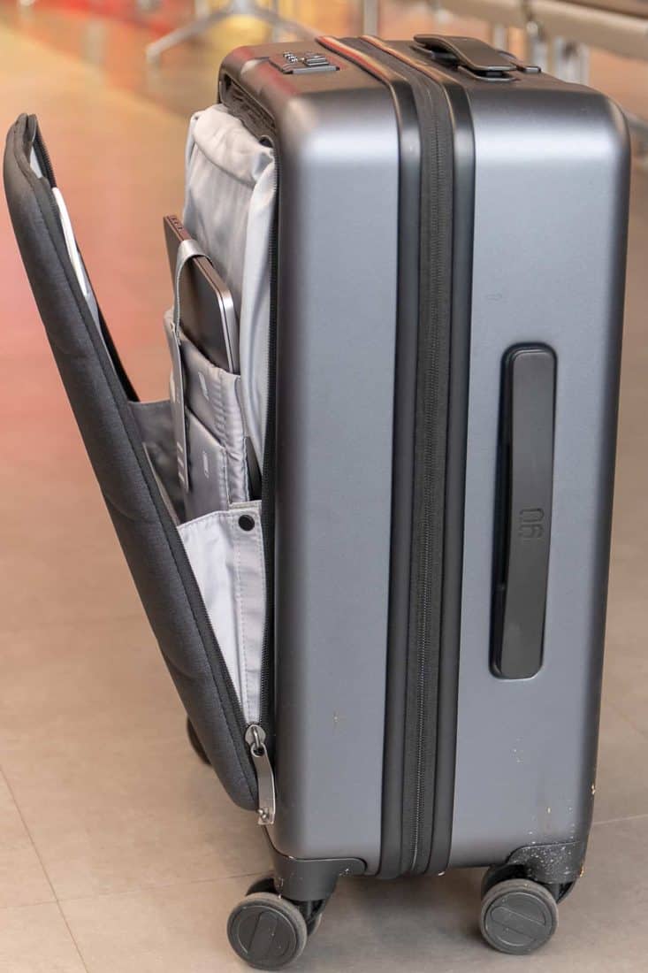 Xiaomi Business Cabin Boarding Suitcase Seite Außentasche offen