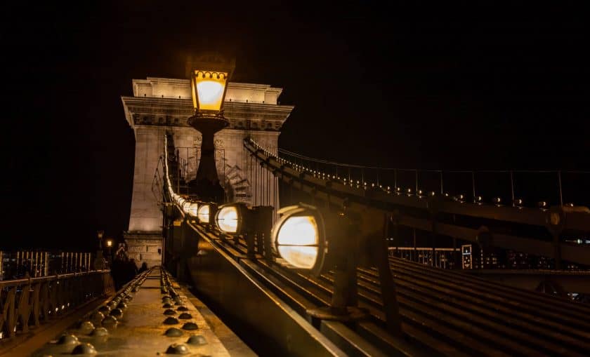Budapest Kettenbrücke Closeup Nacht