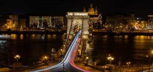Budapest Kettenbrücke Nacht Langzeitbelichtung Buda