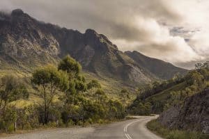 The Sentinels mountains by the Gordon River Road, Tasmania