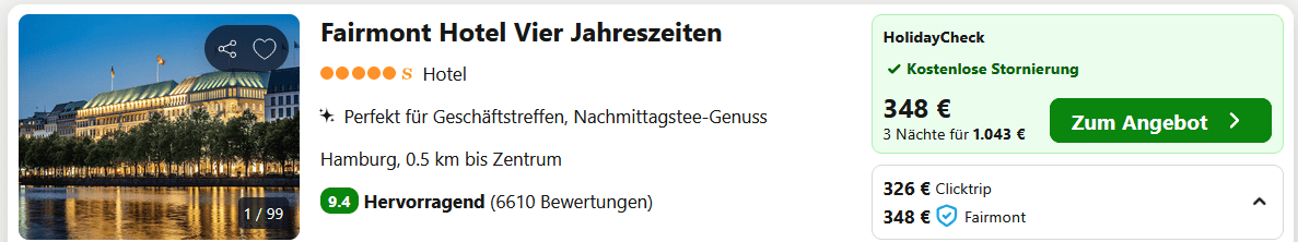 Hamburg Fairmont Hotel Vier Jahreszeiten Ab 287 Nacht Inkl 
