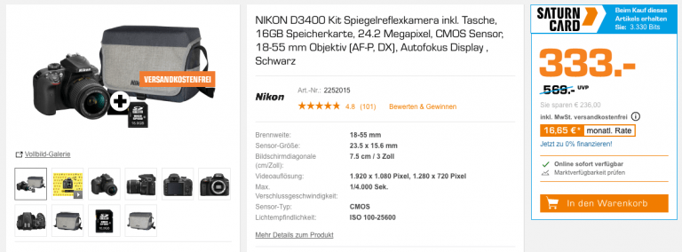 Saturn Nikon D3400