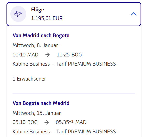 Kolumbien LATAM & Iberia Business Class von Madrid ab 596€ oneway bzw