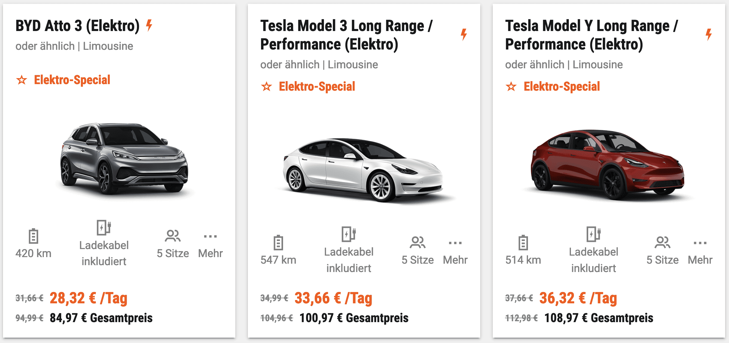 Sixt: Bis zu 15% Rabatt auf Elektroautos, z. B. 3 Tage Tesla Model