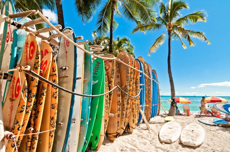 Surfboards Waikiki Beach, Honolulu, Hawaii