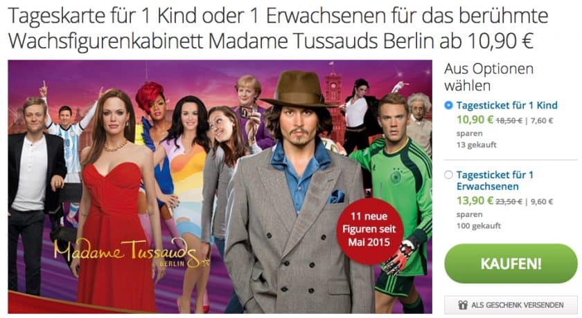 Gutschein Madame Tussauds Berlin 2 Für 1 Madame Tussauds Gutschein für 13,90€ in Berlin