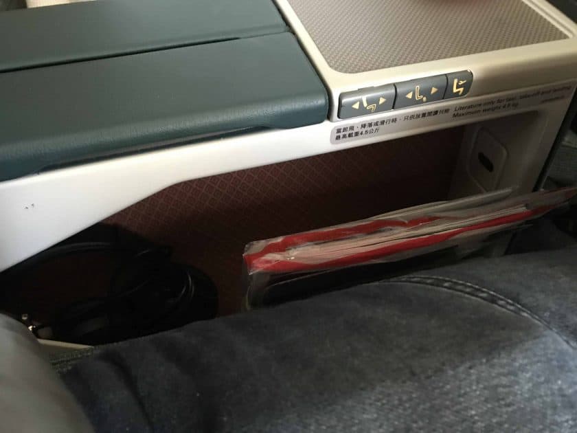 Cathay Pacific Business Class Review Seat Storage 1